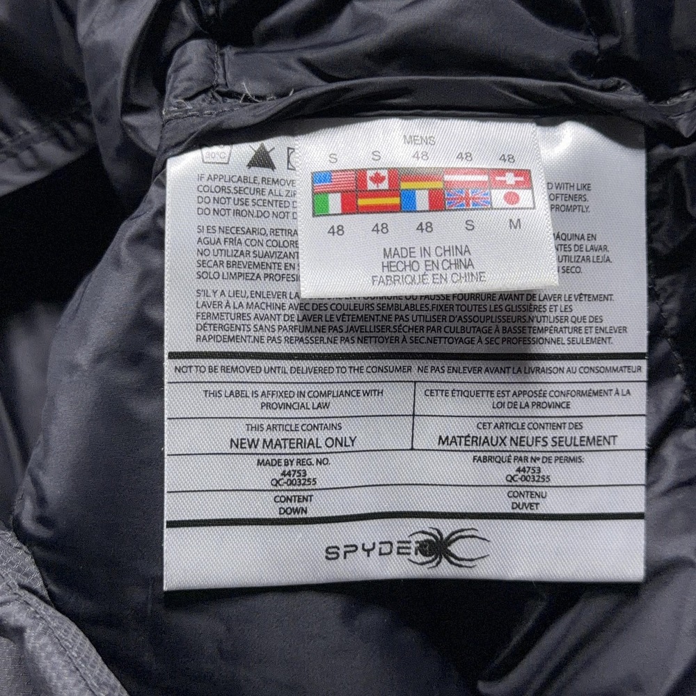 Spyder Down Puffer Jacket Men Small Quilted Full Zip  Gray Outdoor Hiking - Picture 8 of 11